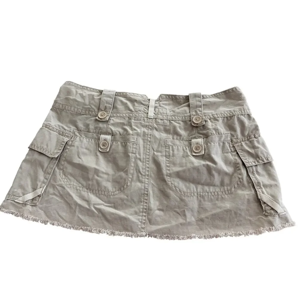 vintage y2k plugg micro mini skirt cargo tan utility skater grunge